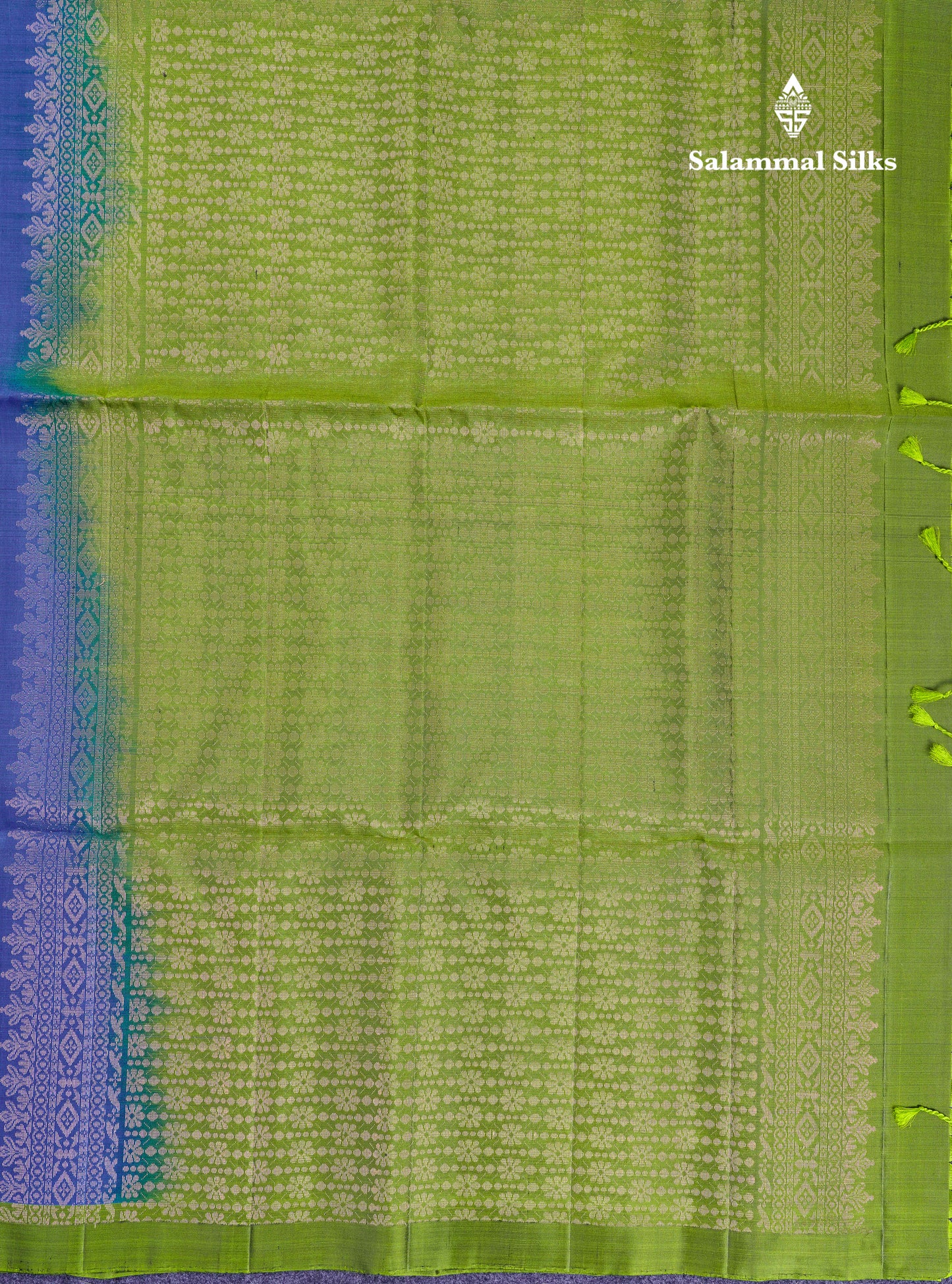 Beautiful Blue Pure Kanjivaram Soft Silk Saree With Contrast Green Blouse