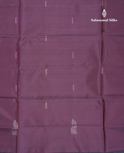 Light Violet Thread work Buttas Banana Pinth Saree (Vaazhainaar Pattu) With Contrast Light Yellow Blouse