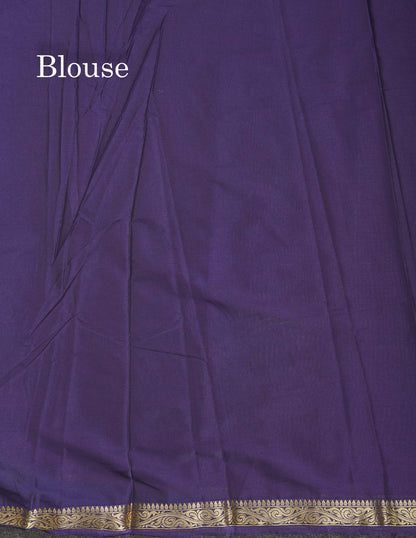 Semi Mysore Silk Saree - Pink Colour Body Plain With Dual Tone Violet Small Border