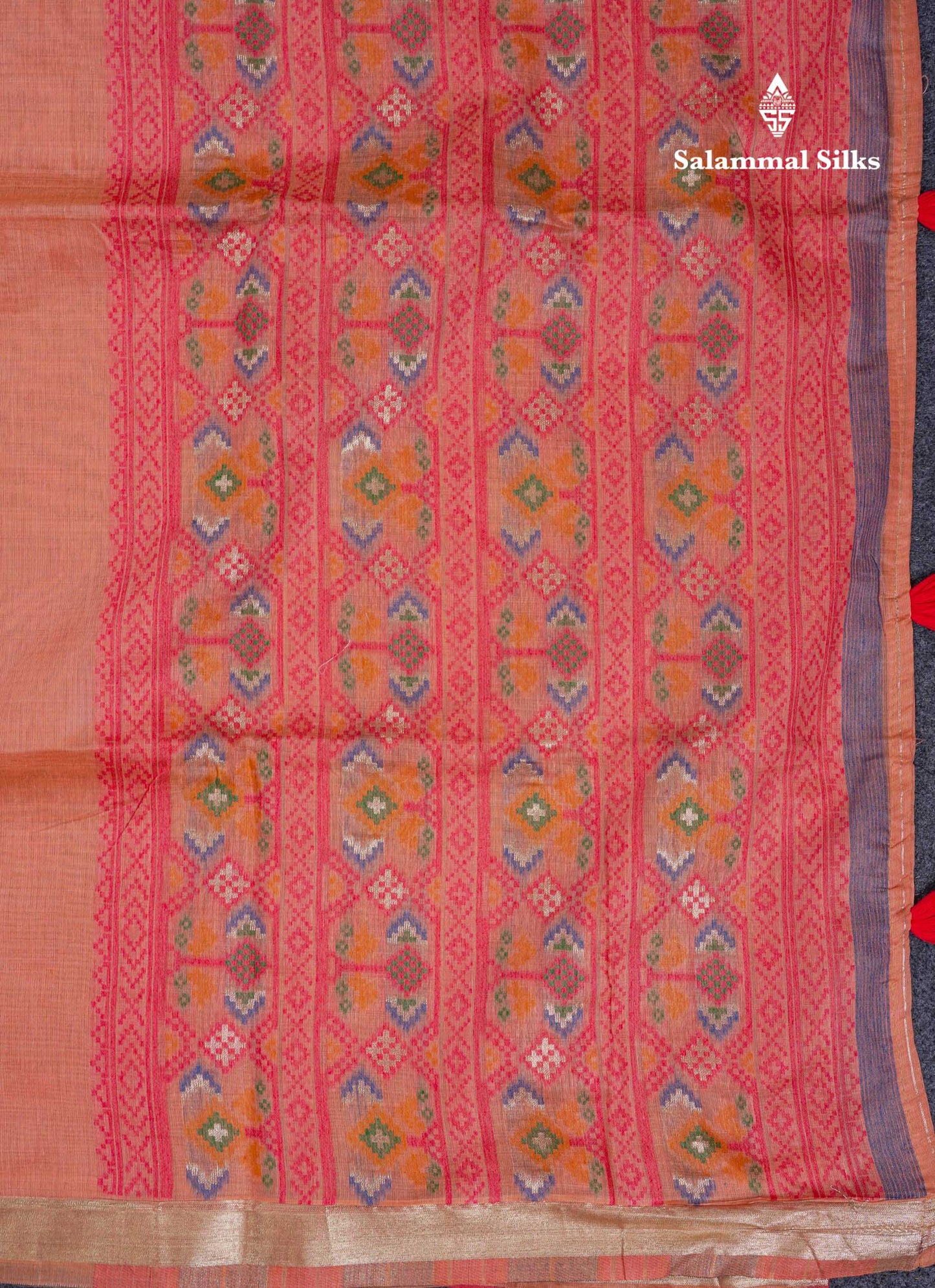 Beautiful Lavender Menakari Work Muga Cotton Saree With Contrast Magenta Blouse