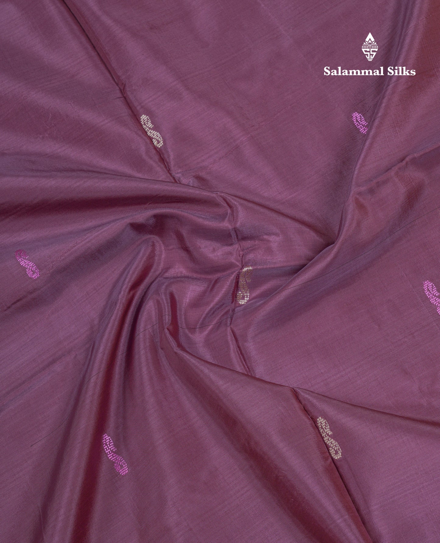 Light Violet Thread work Buttas Banana Pinth Saree (Vaazhainaar Pattu) With Contrast Light Yellow Blouse