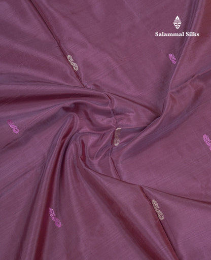 Light Violet Thread work Buttas Banana Pinth Saree (Vaazhainaar Pattu) With Contrast Light Yellow Blouse