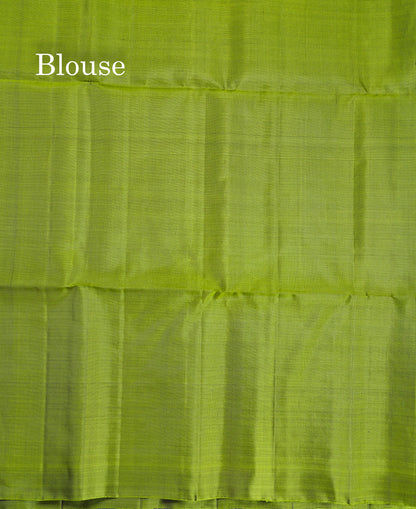 Beautiful Blue Pure Kanjivaram Soft Silk Saree With Contrast Green Blouse