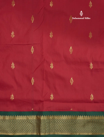 9.5 Yards Semi Silk Saree Maroon with Contrast Bottle Green Border