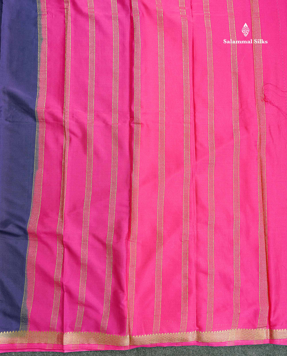 Semi Mysore Silk Saree - Dual Tone Violet Colour Body Plain With Pink Small Border