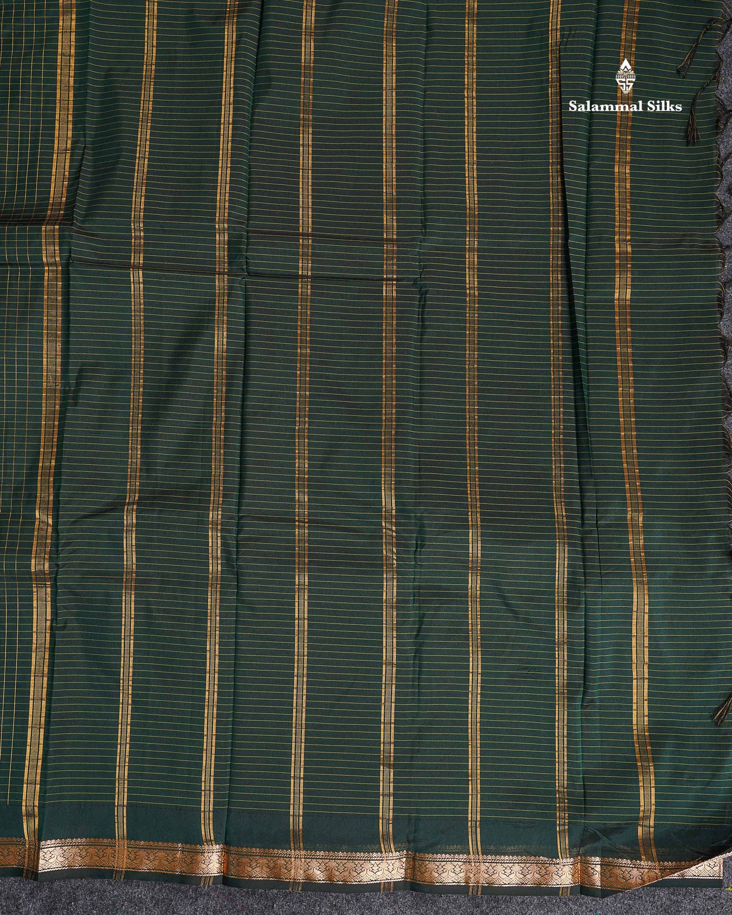 Semi Silk Saree - Peacock Blue Colour Body Zari Checks With Butta & Traditional Small Border