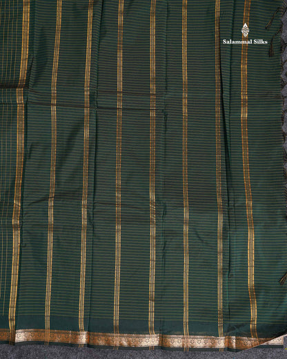 Semi Silk Saree - Peacock Blue Colour Body Zari Checks With Butta & Traditional Small Border