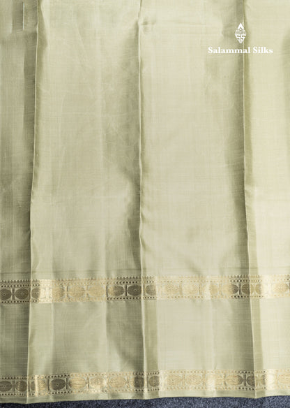 Elaichi Green Traditional Kattam Butta Pure Kanjivaram Silk Saree Pure Zari with Beautiful Double Border