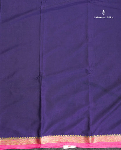 Semi Mysore Silk Saree - Dual Tone Violet Colour Body Plain With Pink Small Border