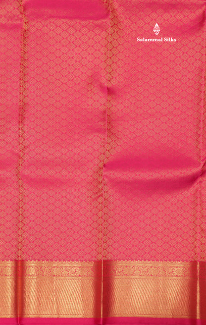 Peach Orange Colour Pure Kanjivaram Silk Saree With Pink Border