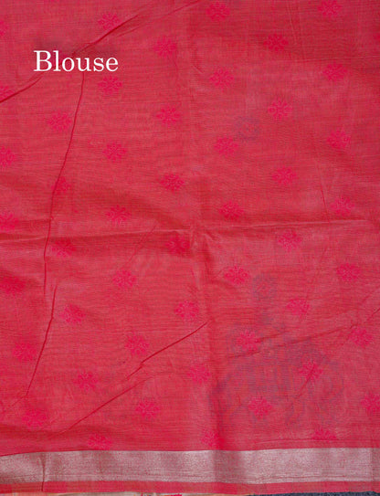 Beautiful Lavender Menakari Work Muga Cotton Saree With Contrast Magenta Blouse
