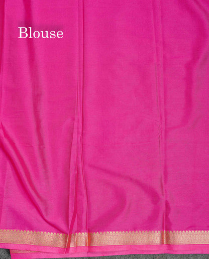 Semi Mysore Silk Saree - Dual Tone Violet Colour Body Plain With Pink Small Border