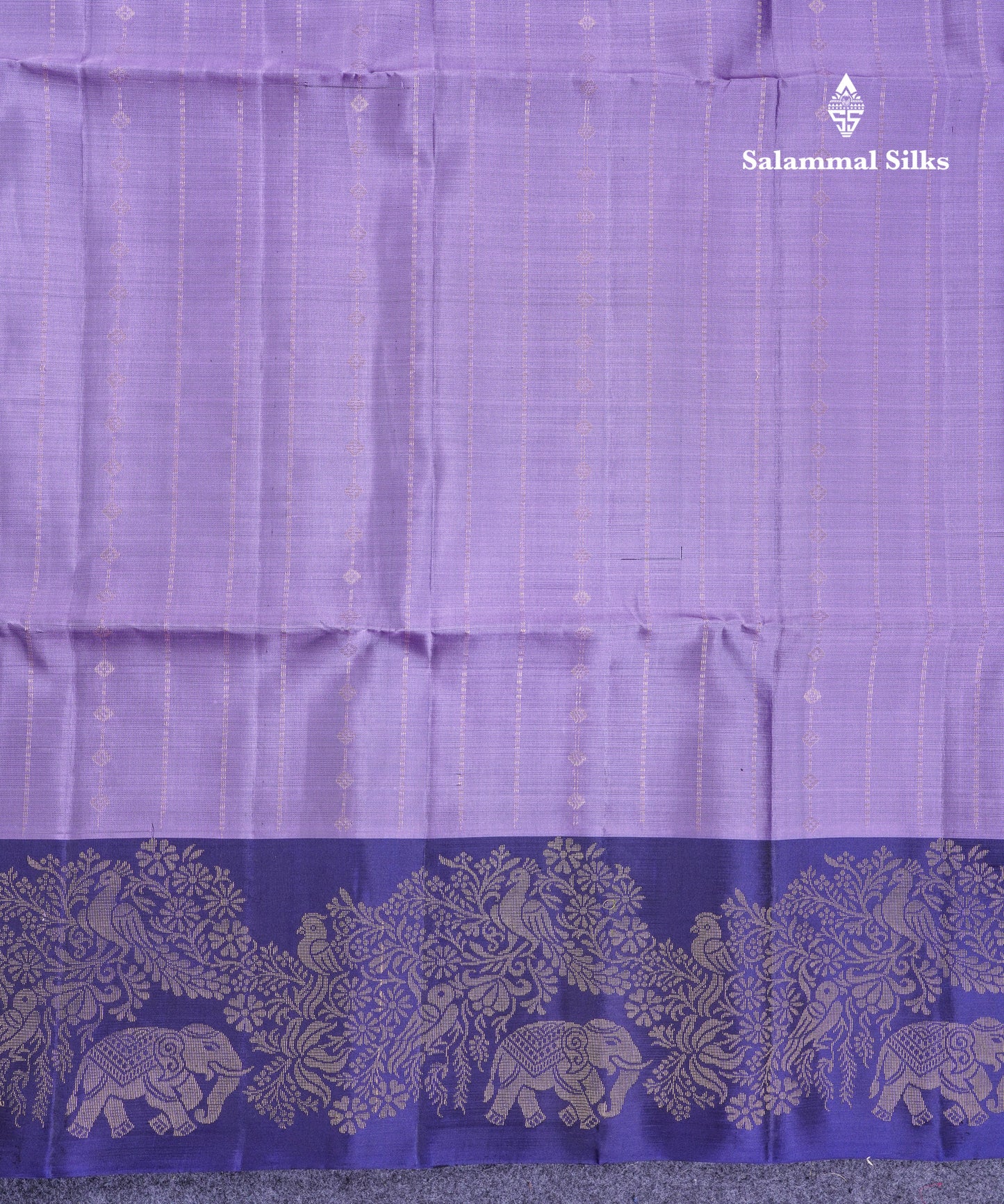Beautiful Light Lavender PureMix Kanjivaram Soft Silk Saree With Contrast Navy Blue Fancy Border