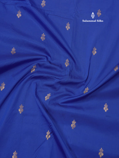 9.5 Yards Semi Silk Saree Royal Blue with Contrast Pink Border