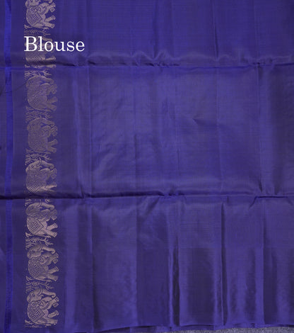 Beautiful Light Lavender PureMix Kanjivaram Soft Silk Saree With Contrast Navy Blue Fancy Border