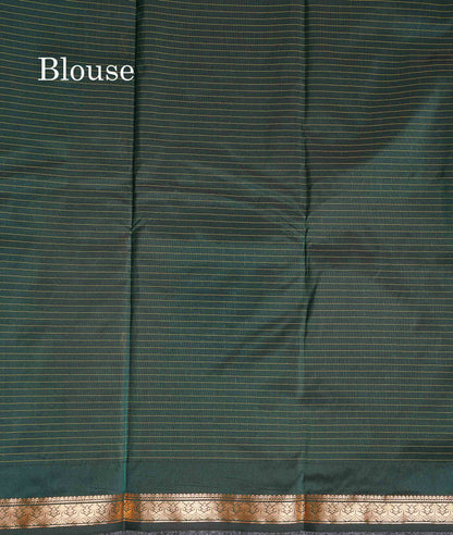 Semi Silk Saree - Peacock Blue Colour Body Zari Checks With Butta & Traditional Small Border