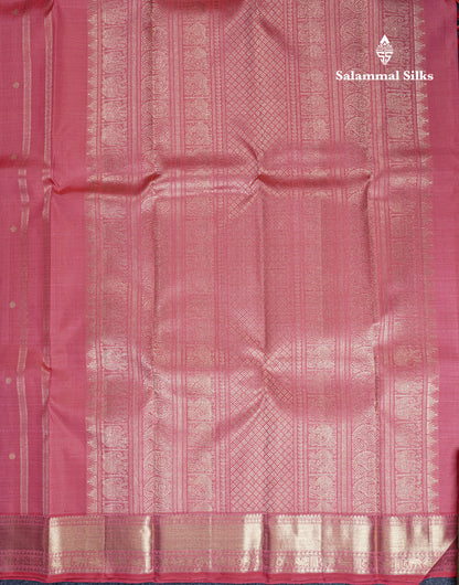 Pink Traditional Vairaoosi And Buttas Pure Kanjivaram Silk Saree Pure Zari with Self Border