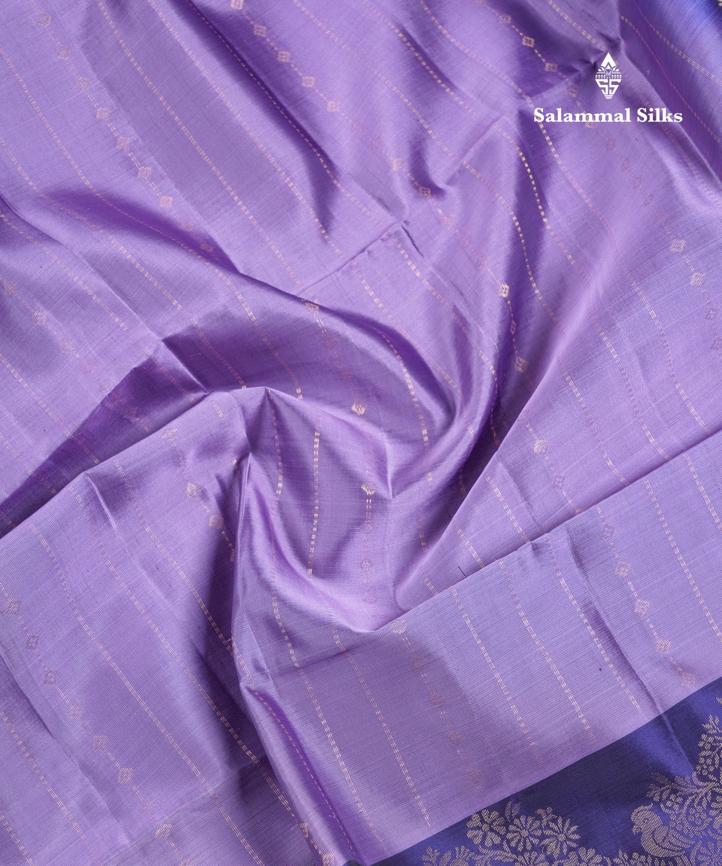 Beautiful Light Lavender PureMix Kanjivaram Soft Silk Saree With Contrast Navy Blue Fancy Border