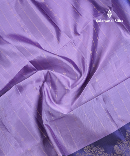 Beautiful Light Lavender PureMix Kanjivaram Soft Silk Saree With Contrast Navy Blue Fancy Border