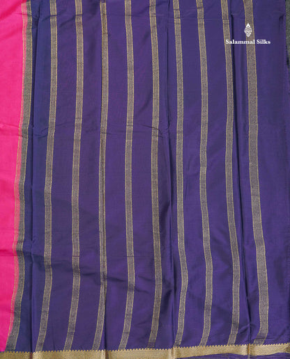 Semi Mysore Silk Saree - Dual Tone Violet Colour Body Plain With Pink Small Border