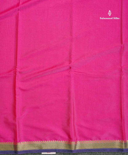 Semi Mysore Silk Saree - Dual Tone Violet Colour Body Plain With Pink Small Border