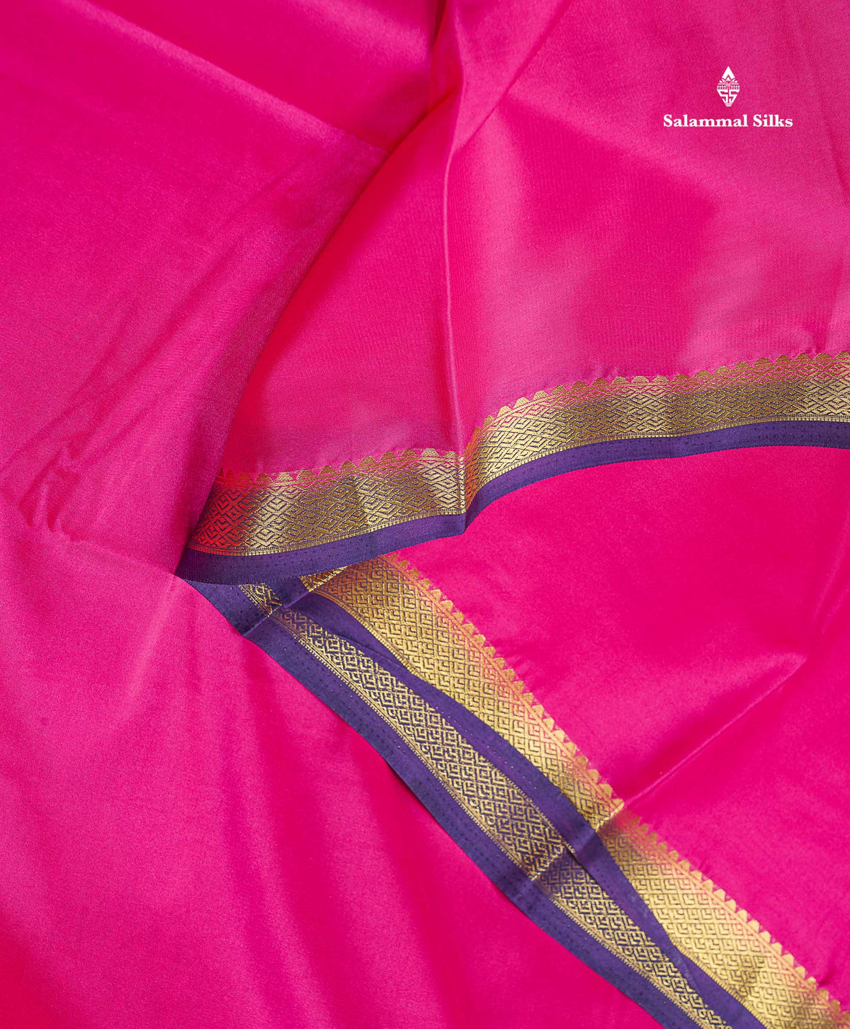 Semi Mysore Silk Saree - Dual Tone Violet Colour Body Plain With Pink Small Border