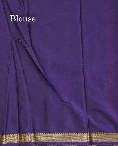Semi Mysore Silk Saree - Dual Tone Violet Colour Body Plain With Pink Small Border