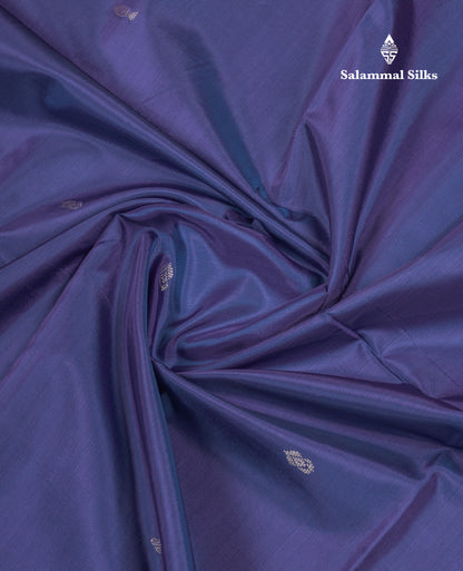 Navy Blue Thread work Buttas Banana Pinth Saree (Vaazhainaar Pattu) With Contrast Light Peach Blouse