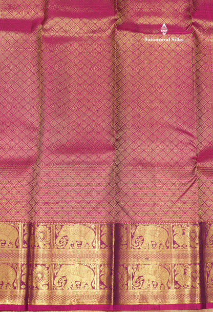 Violet Colour Pure Kanjivaram Silk Saree With Traditional Long Size Border