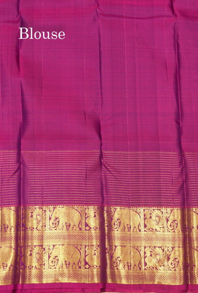 Violet Colour Pure Kanjivaram Silk Saree With Traditional Long Size Border