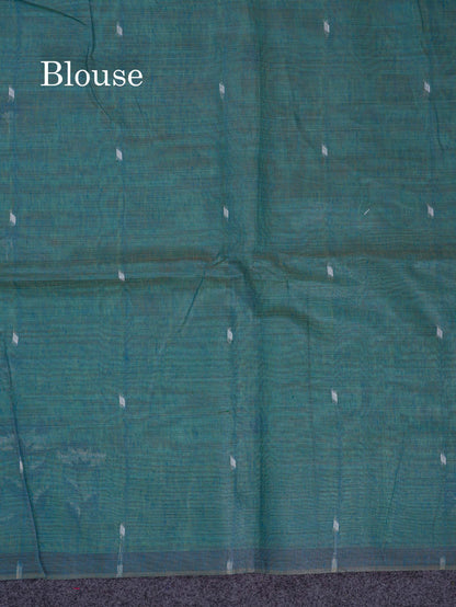 Beautiful Mustard Yellow Thread Work Butta Muga Cotton Saree With Contrast Red Blouse