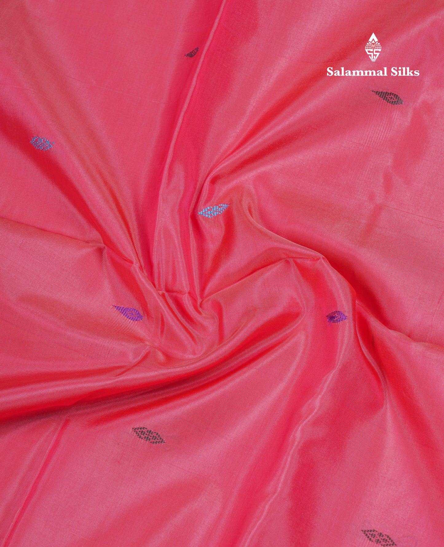 Pinkish Peach Thread work Buttas Banana Pinth Saree (Vaazhainaar Pattu) With Contrast Saffire Green Blouse