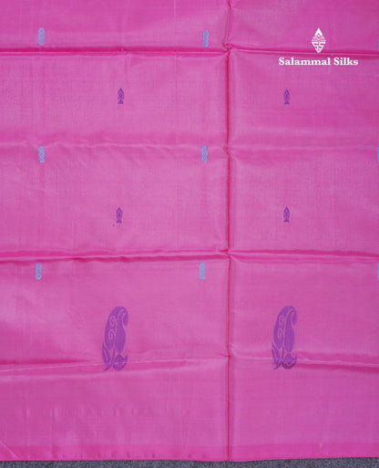 Light Pink Thread work Buttas Banana Pinth Saree (Vaazhainaar Pattu) With Contrast Parrot Green Blouse