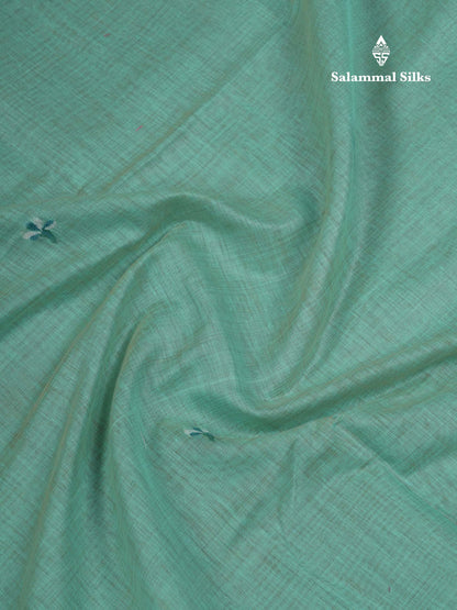 Beautiful Lavender Thread Work Butta Cotton Mix Saree With Contrast Magenta Blouse