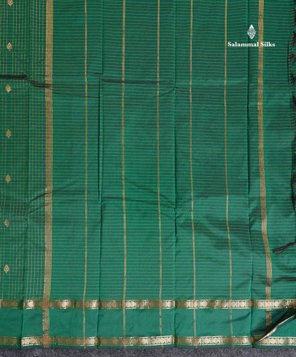 Semi Silk Saree - Orange Colour Body Zari Checks With Butta & Traditional Rettapet Border