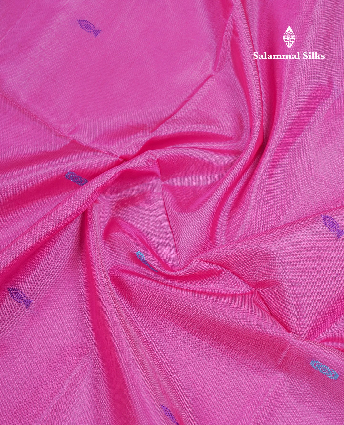 Light Pink Thread work Buttas Banana Pinth Saree (Vaazhainaar Pattu) With Contrast Parrot Green Blouse