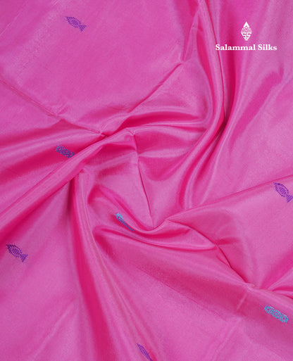 Light Pink Thread work Buttas Banana Pinth Saree (Vaazhainaar Pattu) With Contrast Parrot Green Blouse