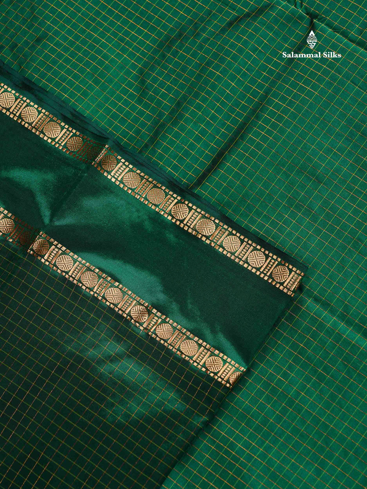 Semi Silk Saree - Orange Colour Body Zari Checks With Butta & Traditional Rettapet Border