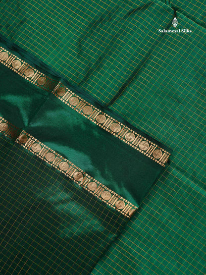 Semi Silk Saree - Orange Colour Body Zari Checks With Butta & Traditional Rettapet Border