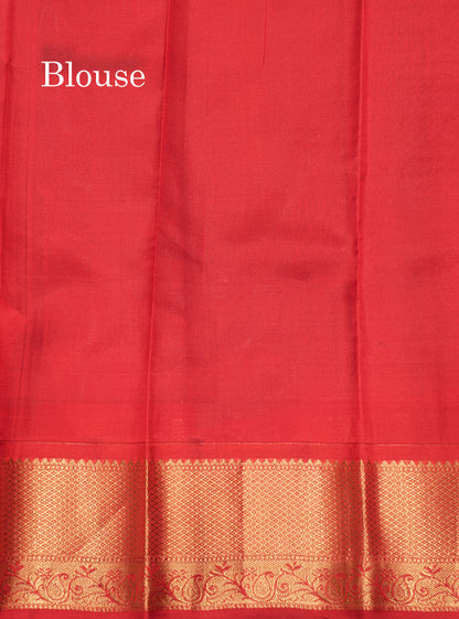 Sky Blue Colour Pure Kanjivaram Silk Saree With Contrast Red Border