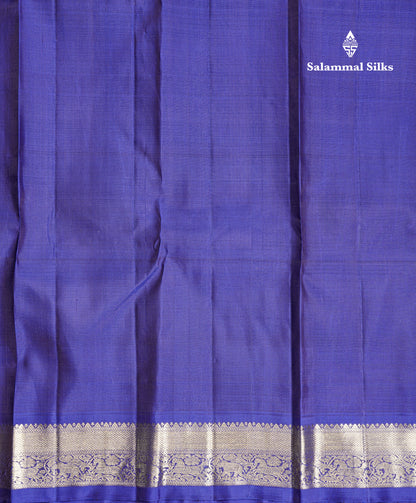 Dual Tone Green Beautiful Traditional Buttas Pure Kanjivaram Silk Saree Pure Zari with Royal Blue Border