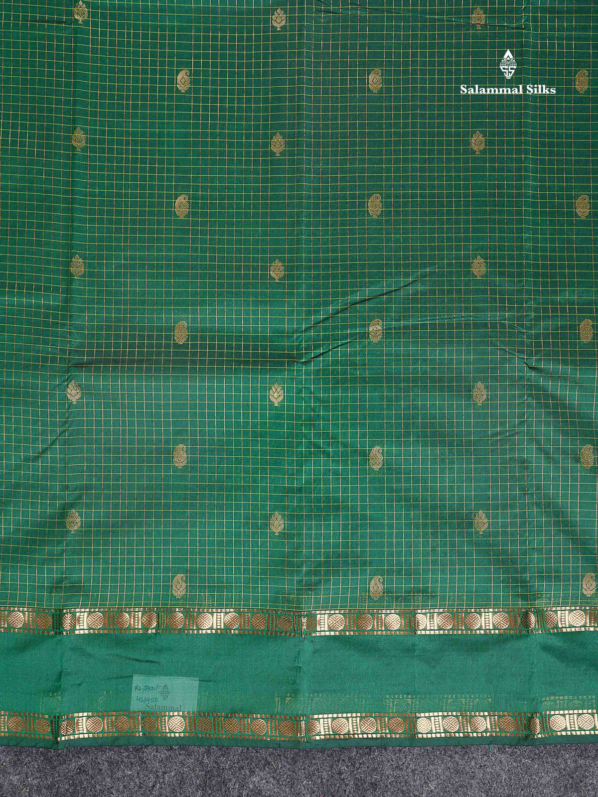 Semi Silk Saree - Orange Colour Body Zari Checks With Butta & Traditional Rettapet Border