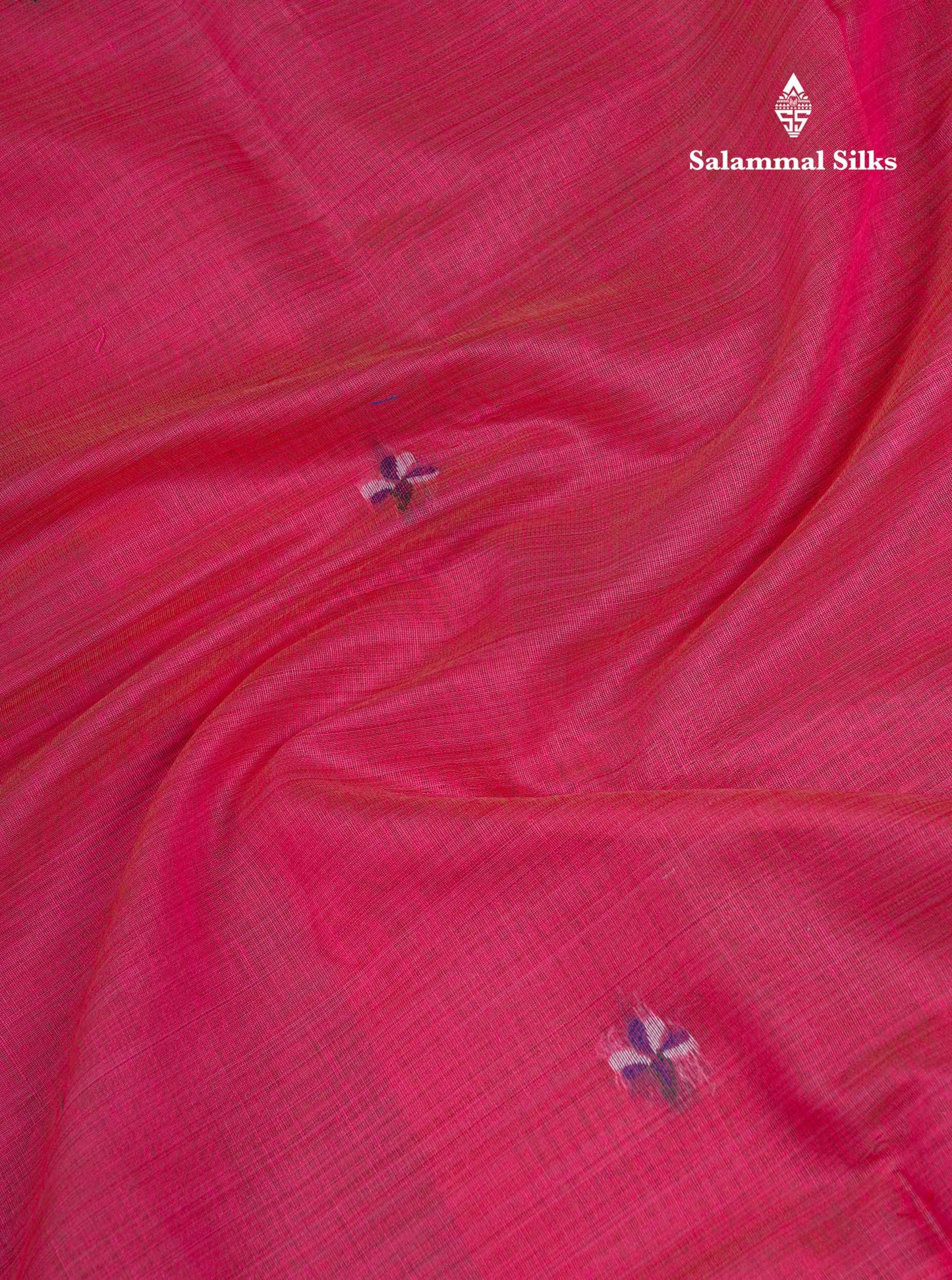 Beautiful Lavender Thread Work Butta Cotton Mix Saree With Contrast Magenta Blouse