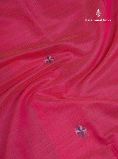 Beautiful Lavender Thread Work Butta Cotton Mix Saree With Contrast Magenta Blouse