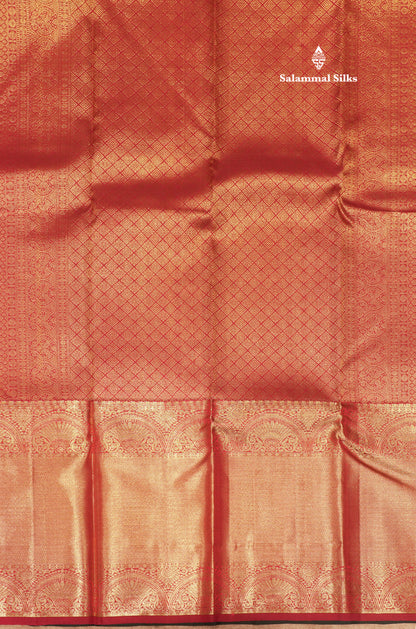 Maroon Colour Pure Kanjivaram Silk Saree With Gold Zari Long Border