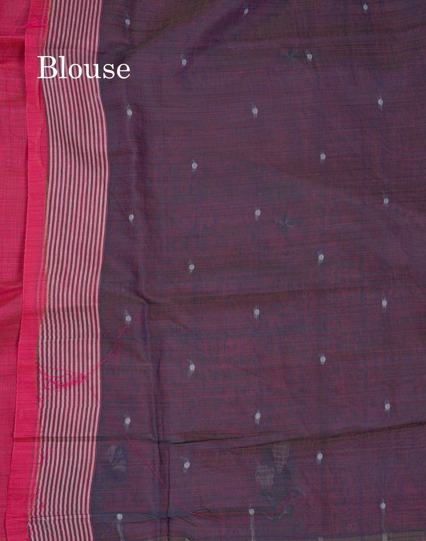 Beautiful Lavender Thread Work Butta Cotton Mix Saree With Contrast Magenta Blouse