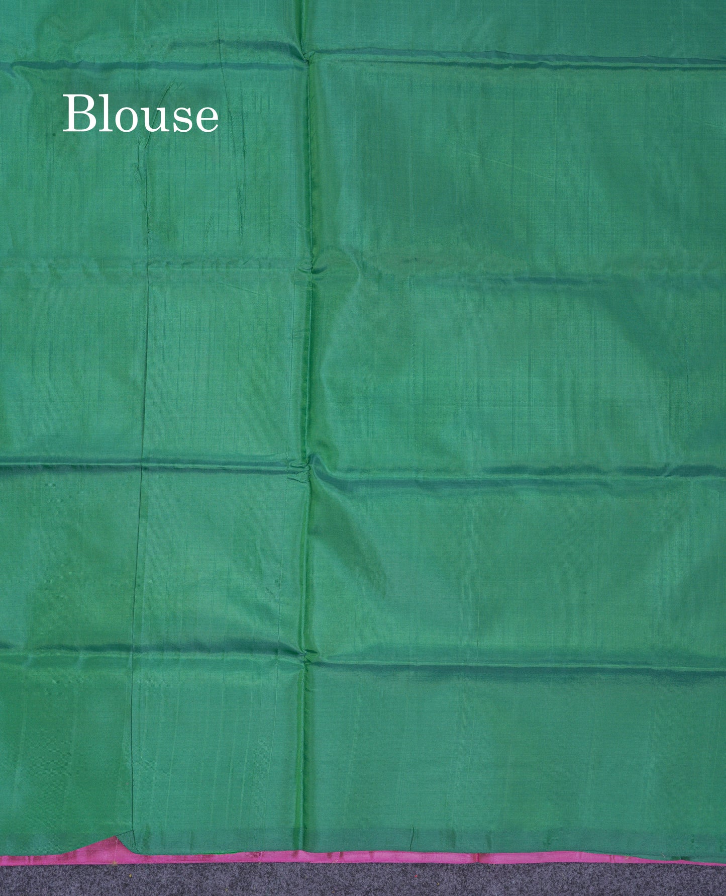 Light Pink Thread work Buttas Banana Pinth Saree (Vaazhainaar Pattu) With Contrast Saffire Green Blouse