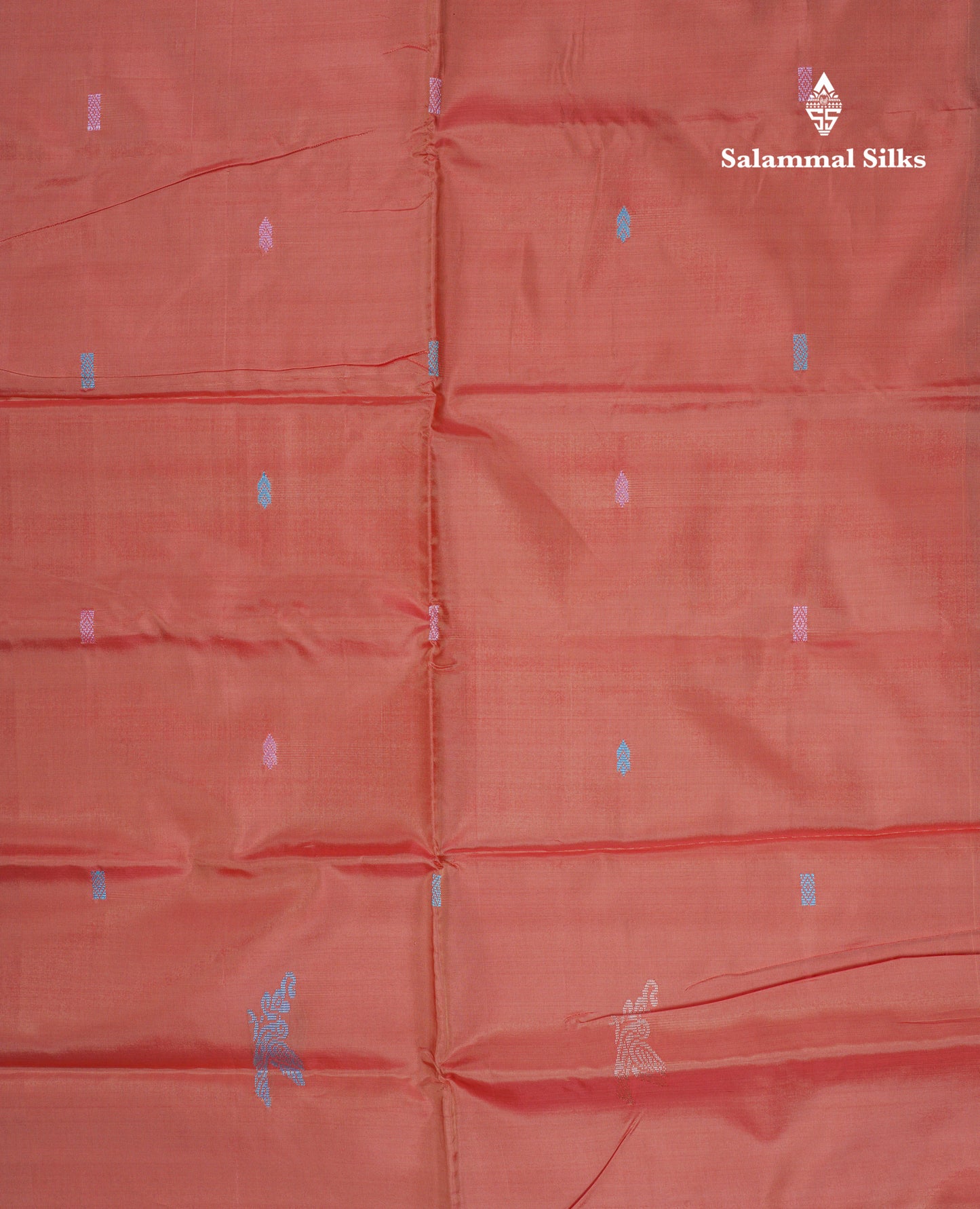 Light Blue Thread work Buttas Banana Pinth Saree (Vaazhainaar Pattu) With Contrast Dark Peach Blouse