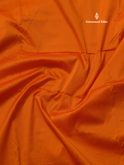 9.5 Yards Semi Silk Saree Rust Orange with Contrast Royal Blue Border