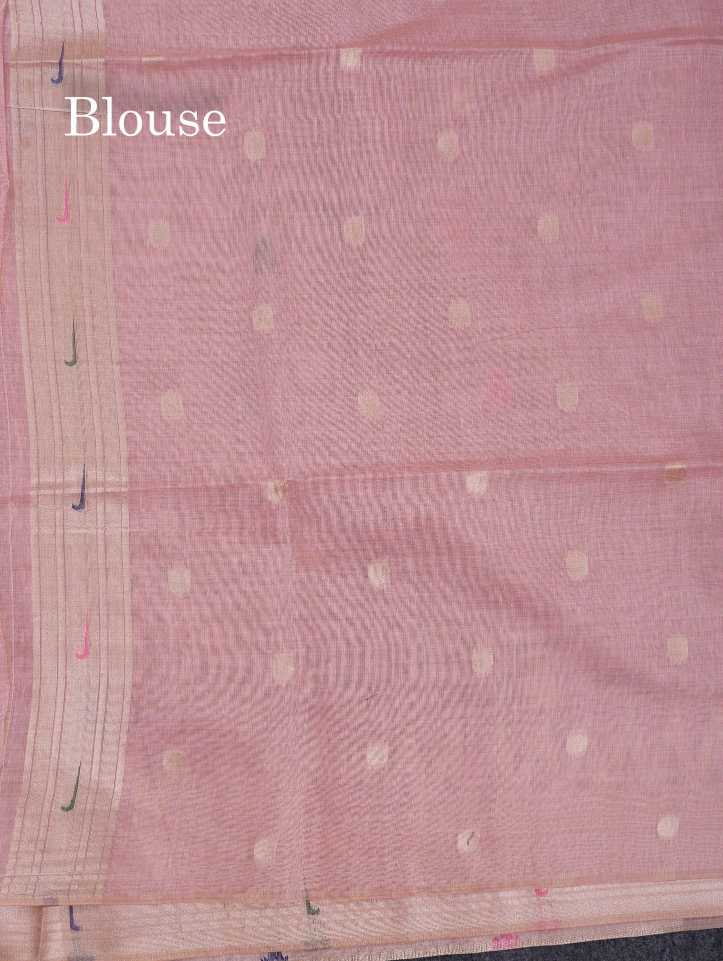 Beautiful Light Pink Muga Cotton Saree With Fancy Border